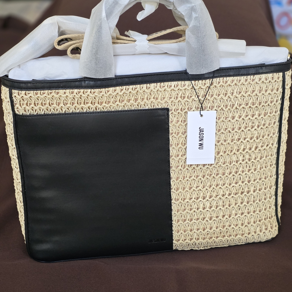 Jason Wu Black and Tan Woven Tote